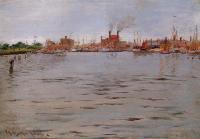 Chase, William Merritt - Harbor Scene Brooklyn Docks
